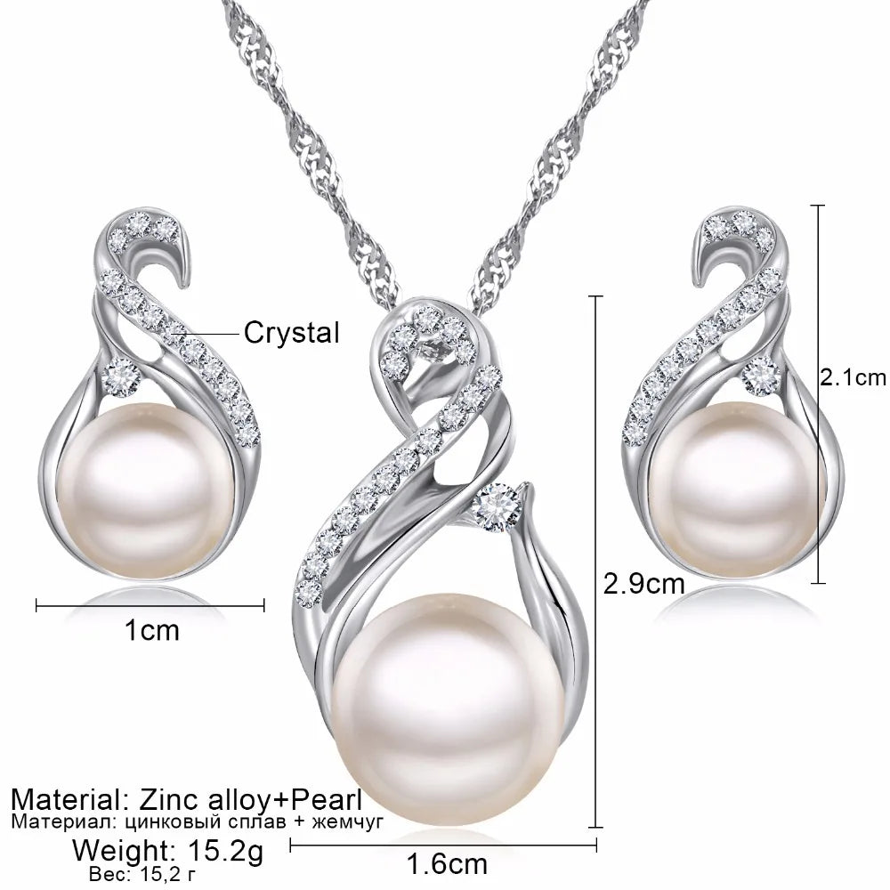 S&S Geometric Figure-8 Pearl & Crystal Necklace & Earring Set – Collection