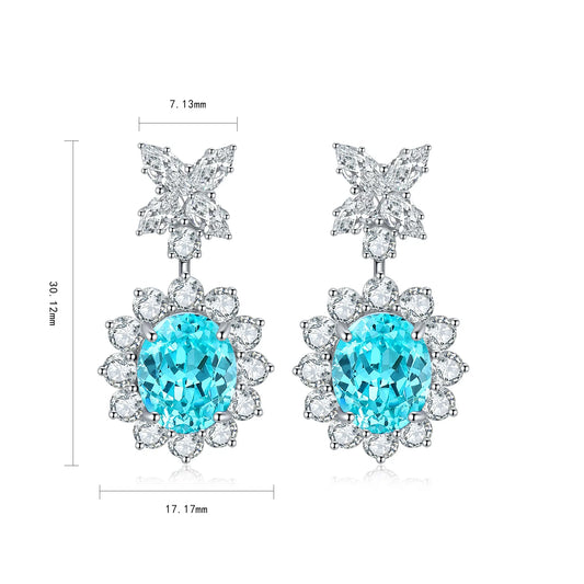 Gemfiori Anster S925 Silver Lab-Grown Sapphire Trendy Drop Earrings for Wedding & Party