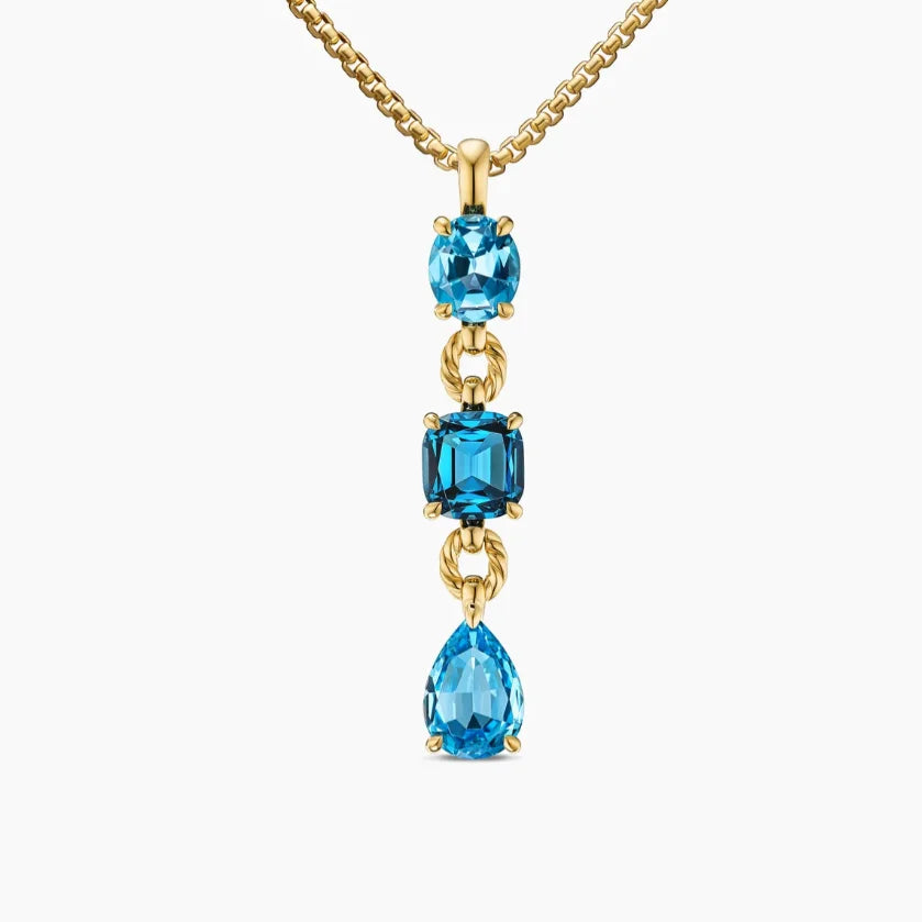 FASHIONISTA DY High-Quality Colored Diamond Necklace. Gold-Plated Colored Gemstone Necklace. Jewelry .