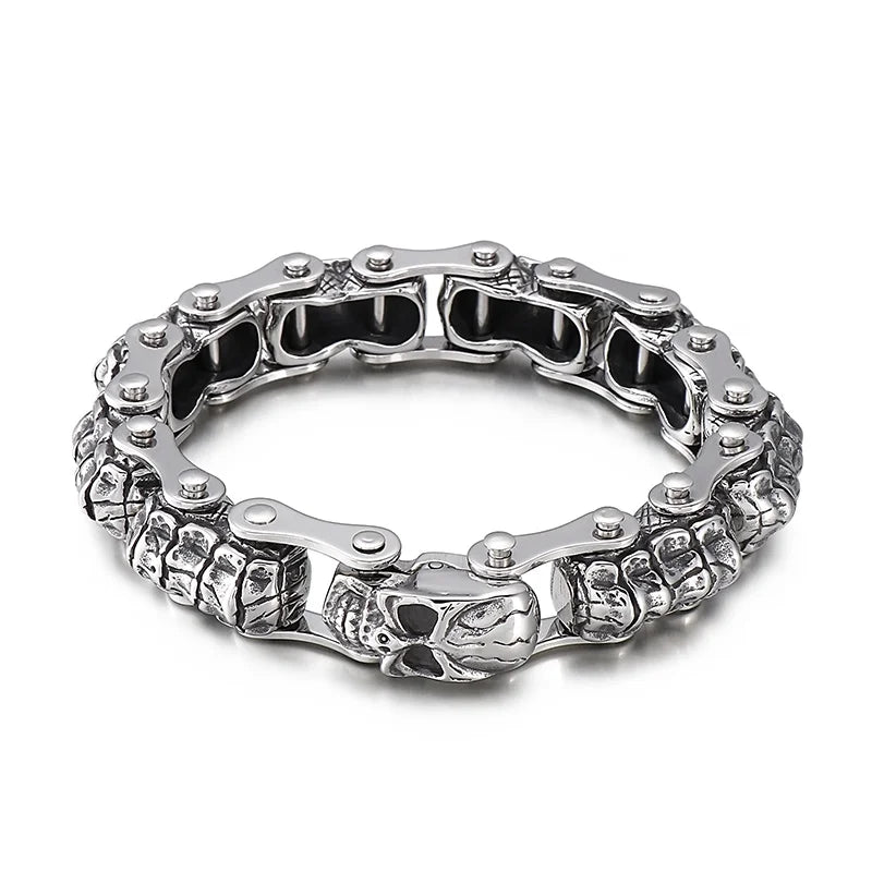 KALEN Skeleton Punk Stainless Steel Fashion Bracelets Bangles Skull Links Bracelet for Men