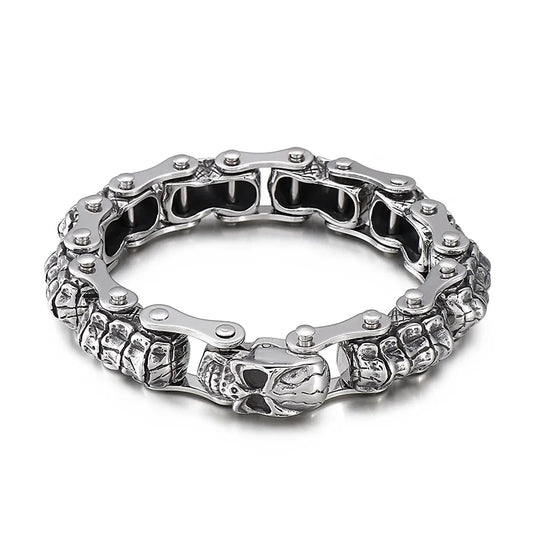 KALEN Skeleton Punk Stainless Steel Fashion Bracelets Bangles Skull Links Bracelet for Men