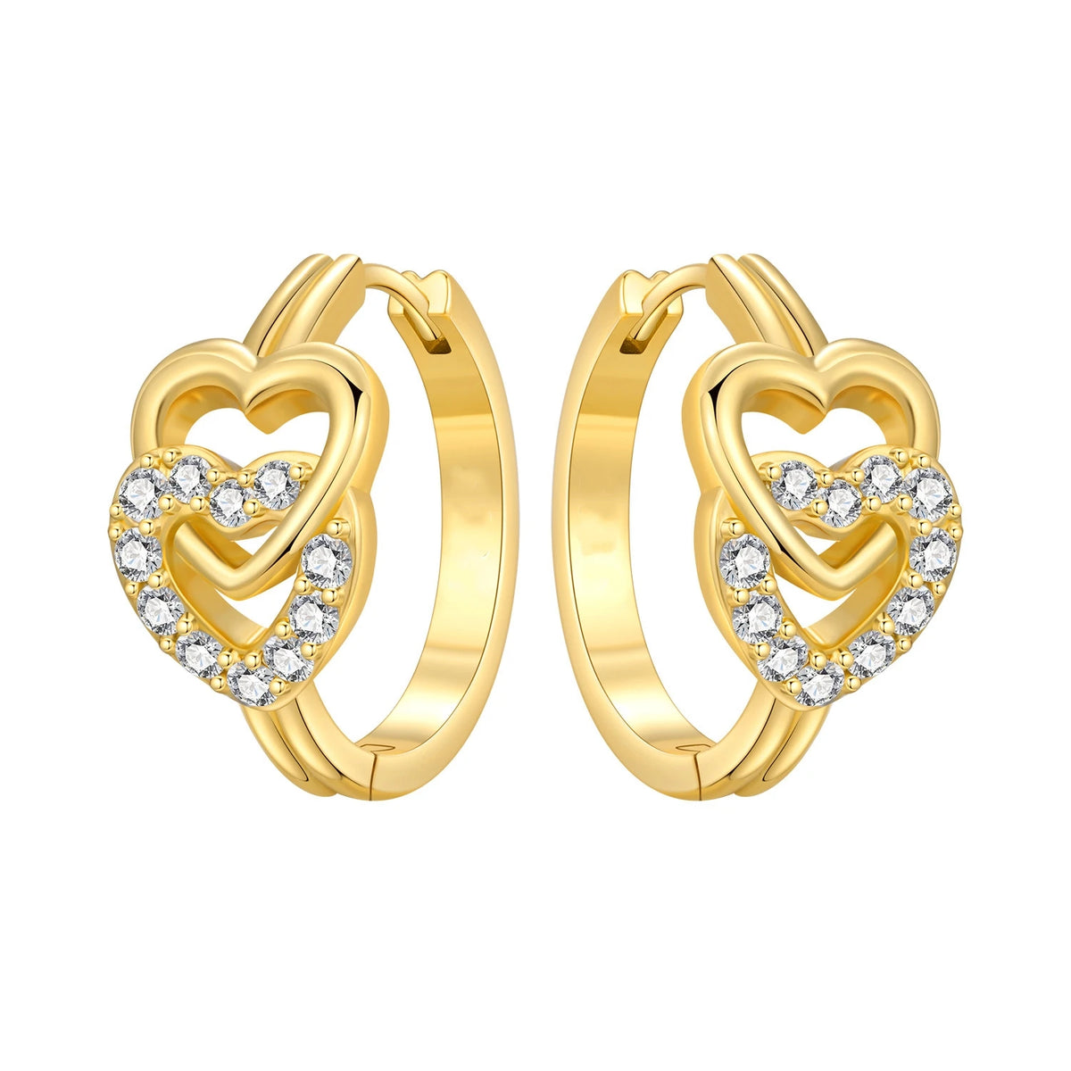 REDheart Fashion Love Heart Copper Silver Plated Drop Earrings Colorful Heart Shape Zircon Hoop Earrings Fine Jewelry for Women