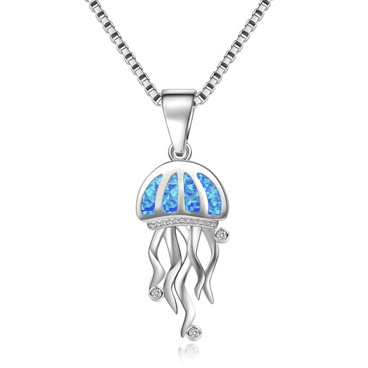 Aobao Jellyfish Necklace, Jellyfish Pendant, Sweater Chain, Opal Necklace