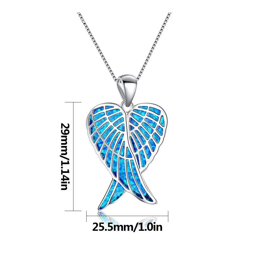 Aobao Wholesale Angel Wing Necklace with Wing Pendant Jewelry Inlaid with Opal