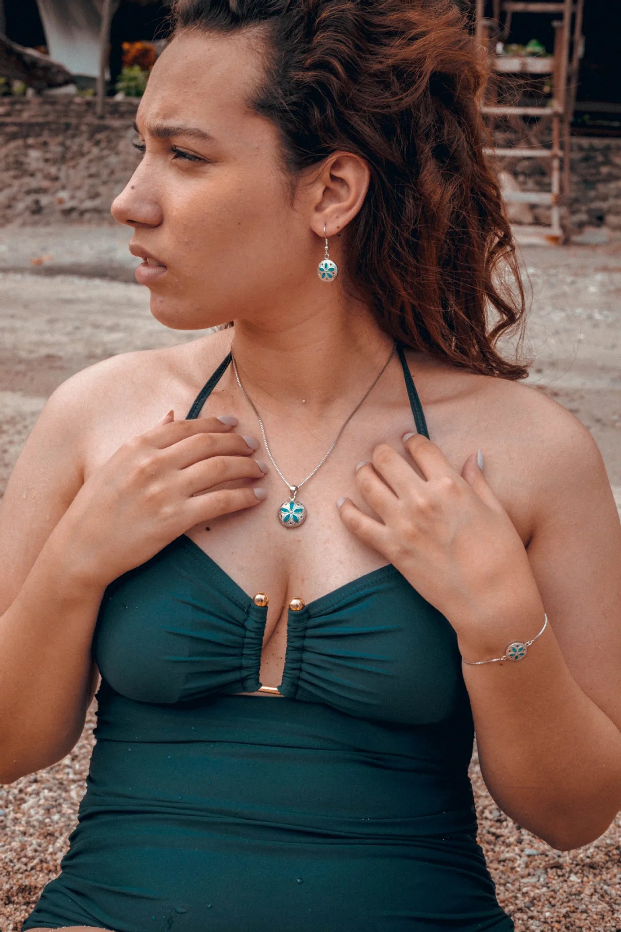 Fashion Opal Statement Necklace | New Design Sand Dollar Pendant Gemstone Jewelry Bulk