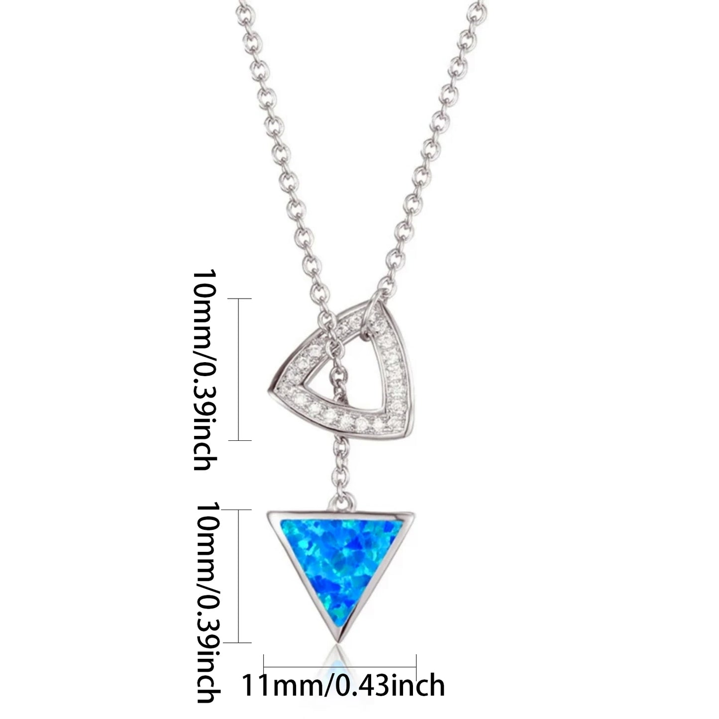 Geometric Copper Silver Plated Opal CZ-Accented Pendant Necklace | Trendy Women's Sweater Chain Jewelry Bulk Gifts