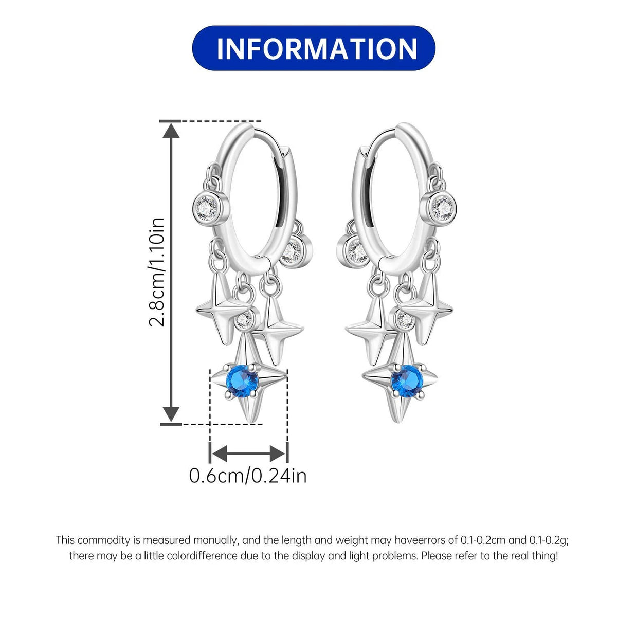 Trendy Multi Four Point Star Drop Earrings Inlaid Zircon CZ Crystal Chain Tassel Women's Gift Jewelry Copper Alloy Silver Plated