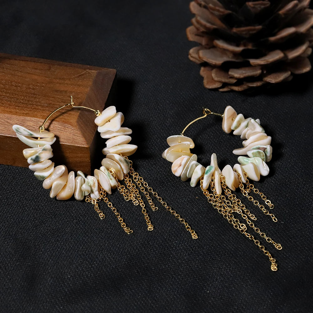 Natural Shell Stream Su Earrings Korean Style Women Luxury Jewelry Fashion Ladies and Girls Gift GE1579