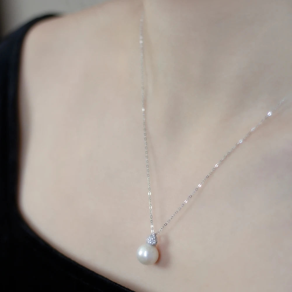 Akoya Pearl Silver Necklace AAAAA Natural Seawater Round Pearl Necklace 925 Silver Jewelry Fashion Necklace