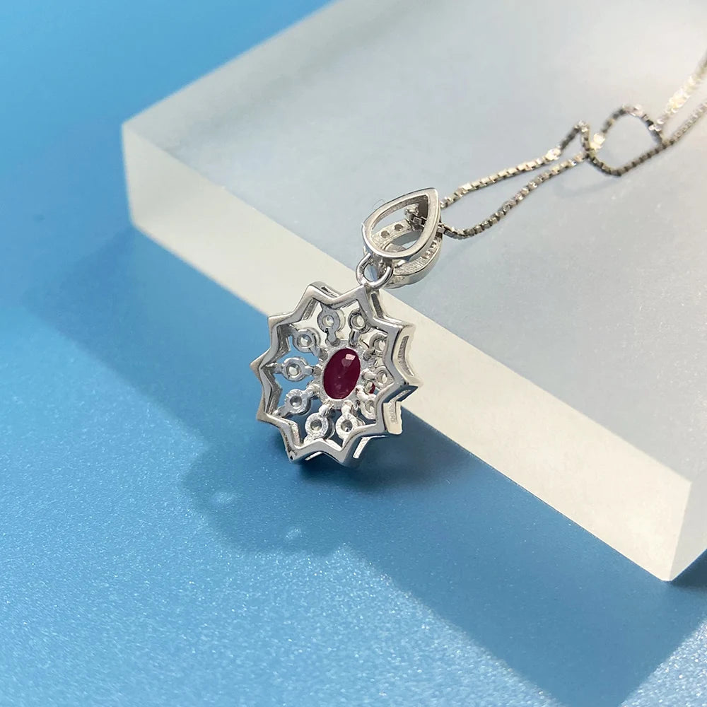 Gioiellieri Teardrop Ruby Pendant with Natural Red Gemstone for Women 925 Sterling Silver July Birthstone Fine Jewelry Elegant Wedding Gift