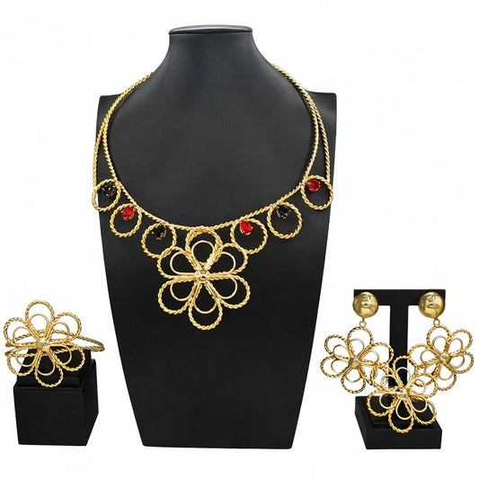 Italian Jewelry Set Alloy Brazilian Jewelry Sets Wedding Party Pendant Necklace  Earrings Jewelry Set  HK050022