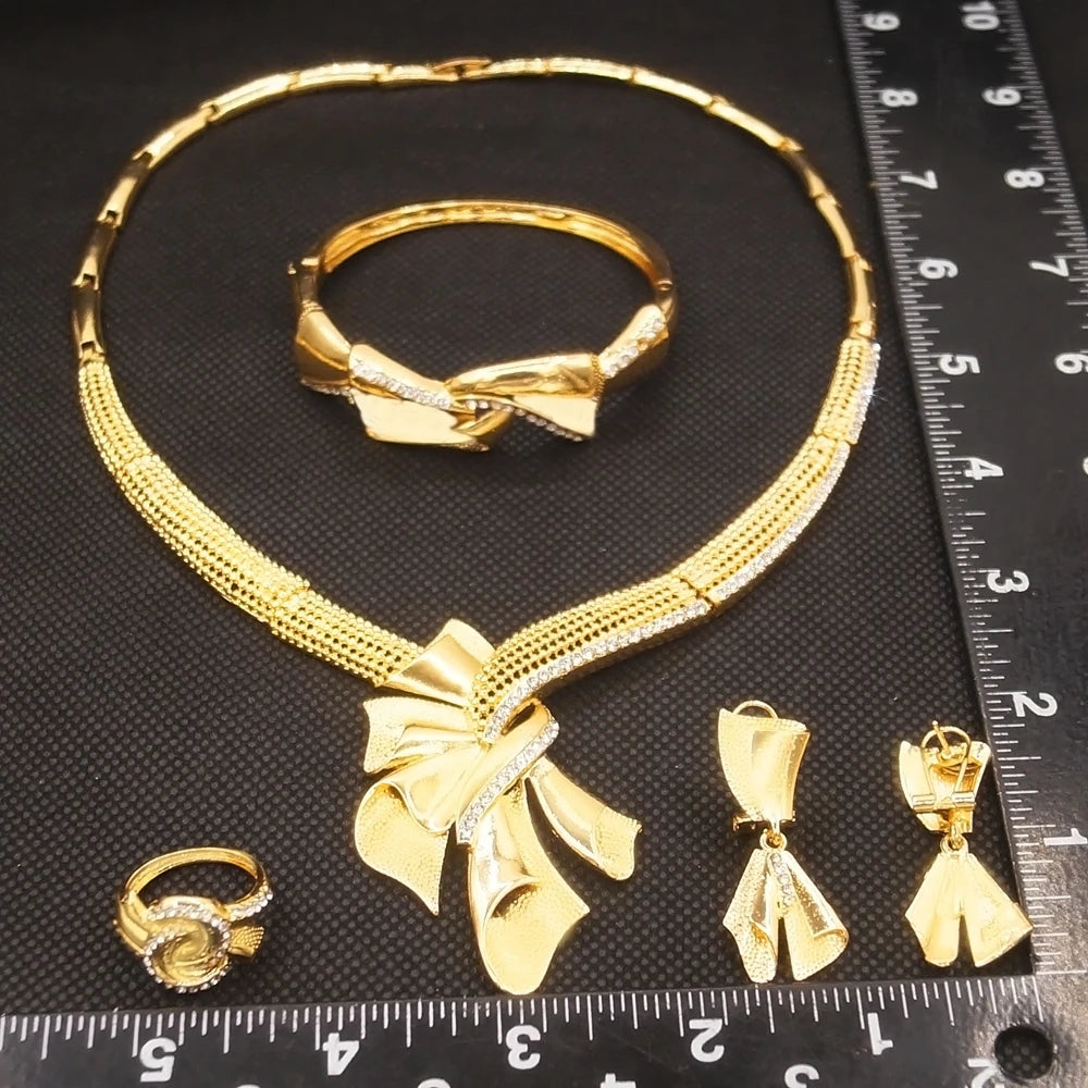 Zhuerrui Luxury Italian Ladies Butterfly Jewelry Set Brass Brazilian Gold Necklace Jewelry Nigerian Ladies Jewelry SetHN21040814