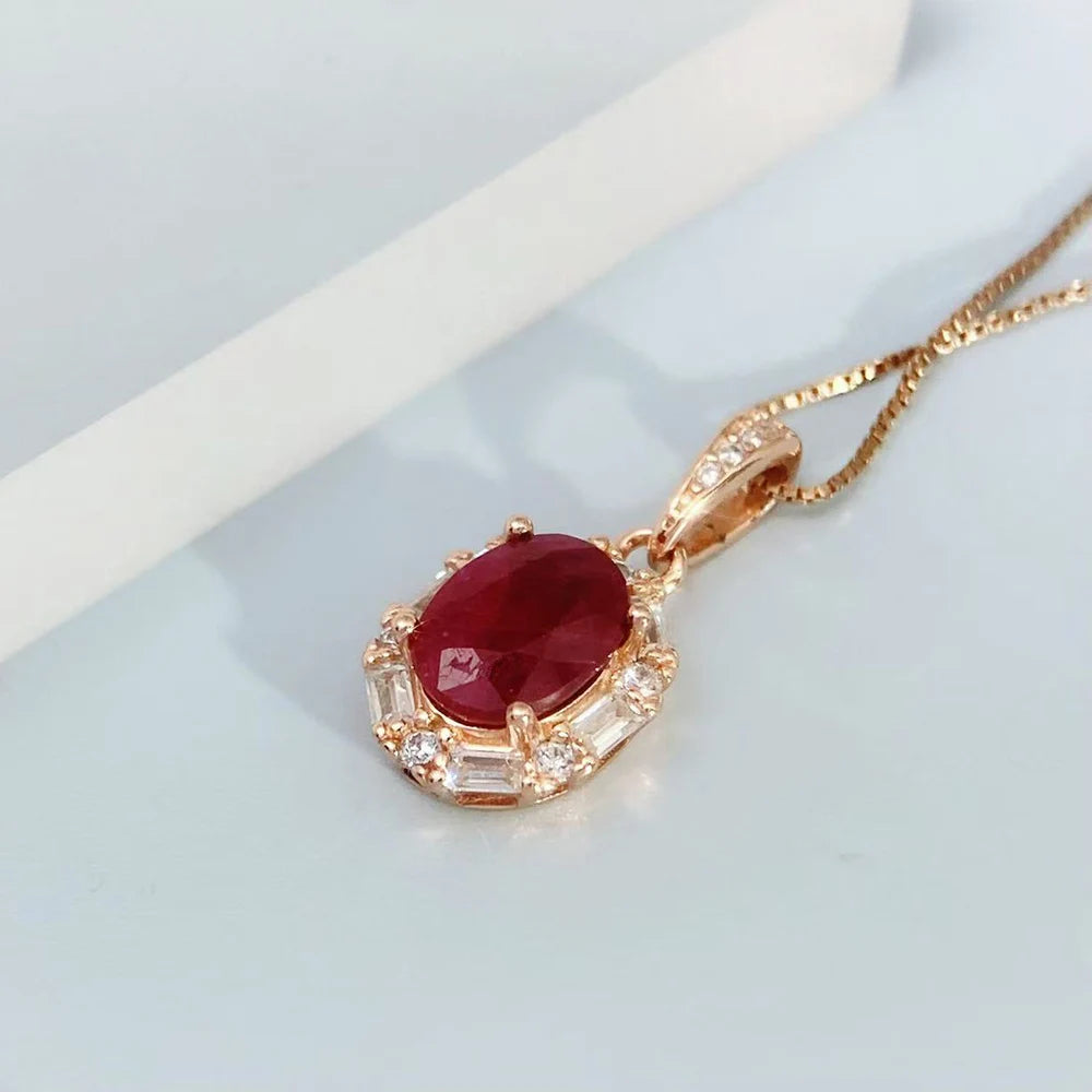 Gioiellieri Vintage Ruby Pendant with Natural Red Gemstone for Women 925 Sterling Silver July Birthstone Fine Jewelry Handmade Luxury Gift