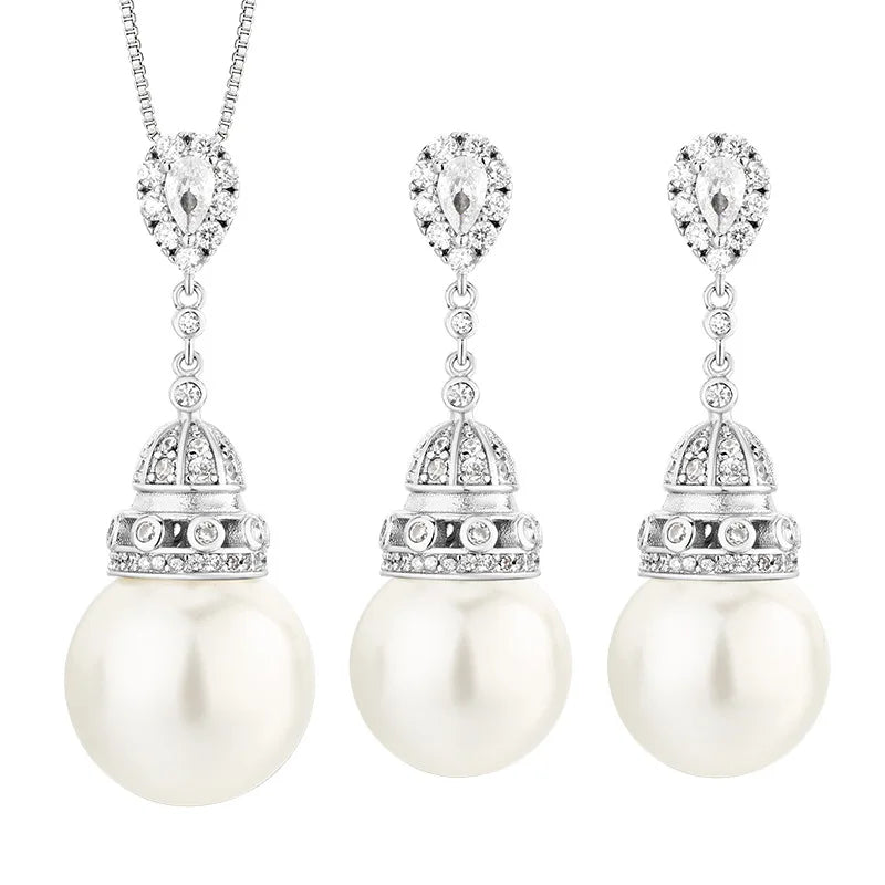Gemfiori High Quality Shiny Jewelry Brass Gold-plated Inlaid with White Pearl Temperament Tassel Set
