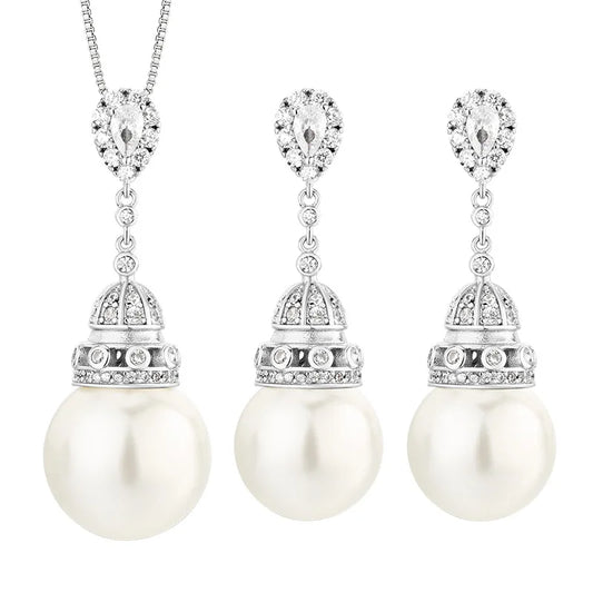 Gemfiori High Quality Shiny Jewelry Brass Gold-plated Inlaid with White Pearl Temperament Tassel Set