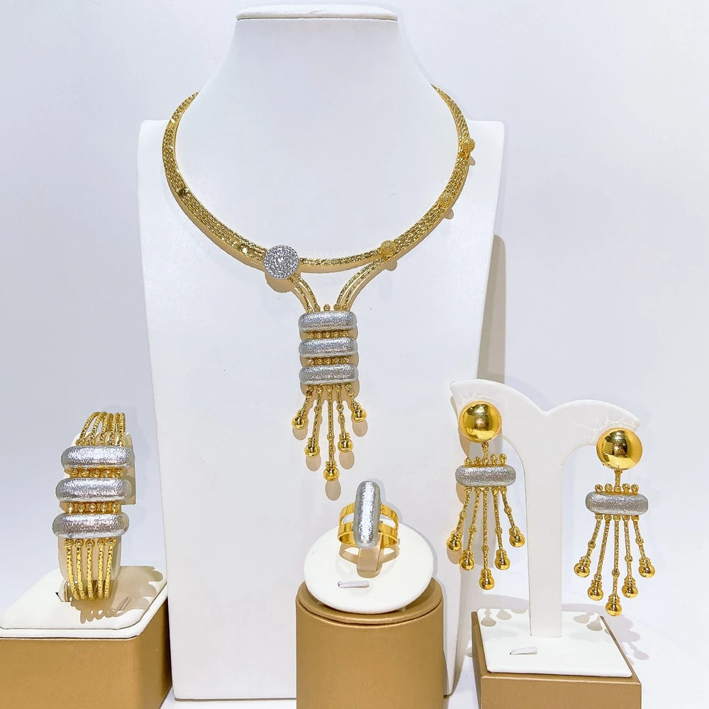 Italian Jewelry Set Alloy Brazilian Jewelry Sets Wedding Party Pendant Necklace Bracelet Ring Earrings Jewelry Set  HS2601425