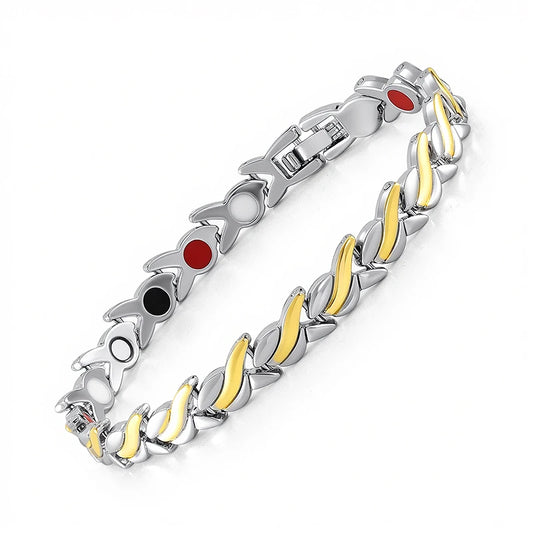 Fashion Jewelry Simplicity Health Energy Bangles Fish Pattern Magnetic Therapy Unisex Adjustable Chain Link Gold Bracelet