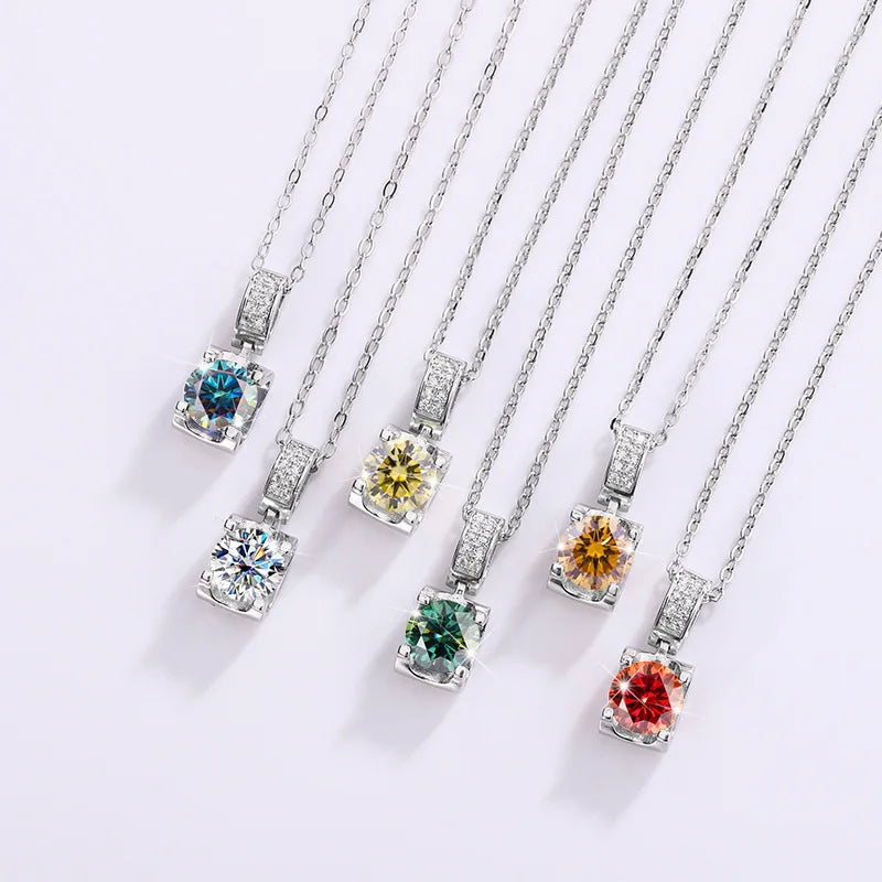 REDheart NORELLE Ladies Sterling Silver Fine Jewelry Sets Moissanite Necklace Stud Earring Ring Elegant Engagement Party Wedding Gift