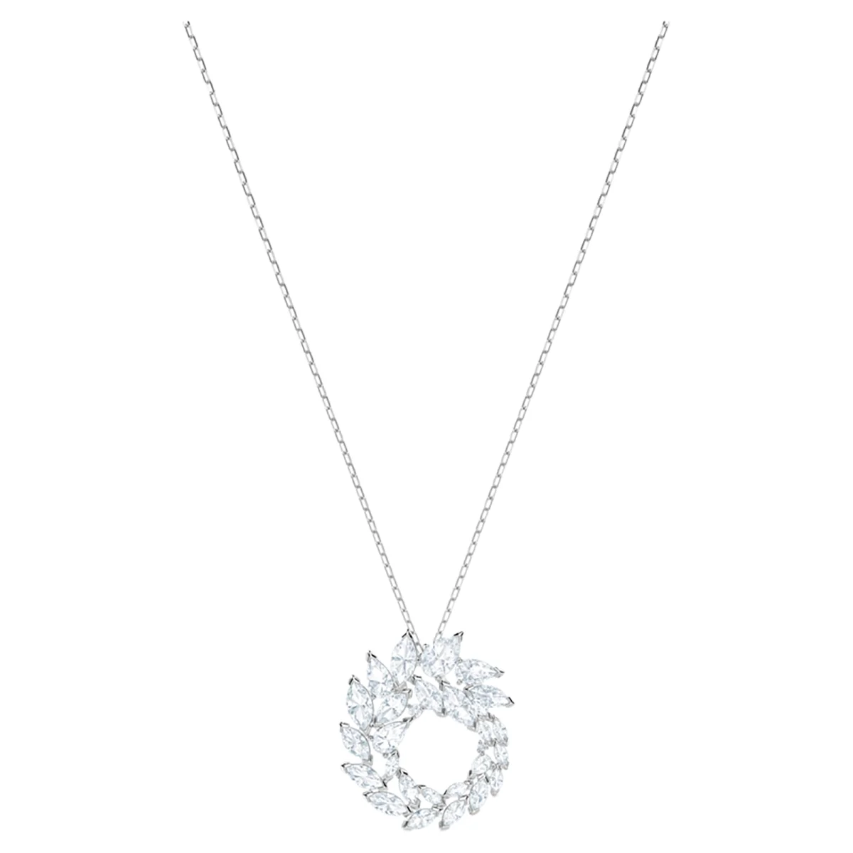 S&S Women Classic Copper Circle Crystal Zircon Pendant Necklace Silver Rose Gold Plated Sparkling Cubic Zirconia Dainty Chain Party
