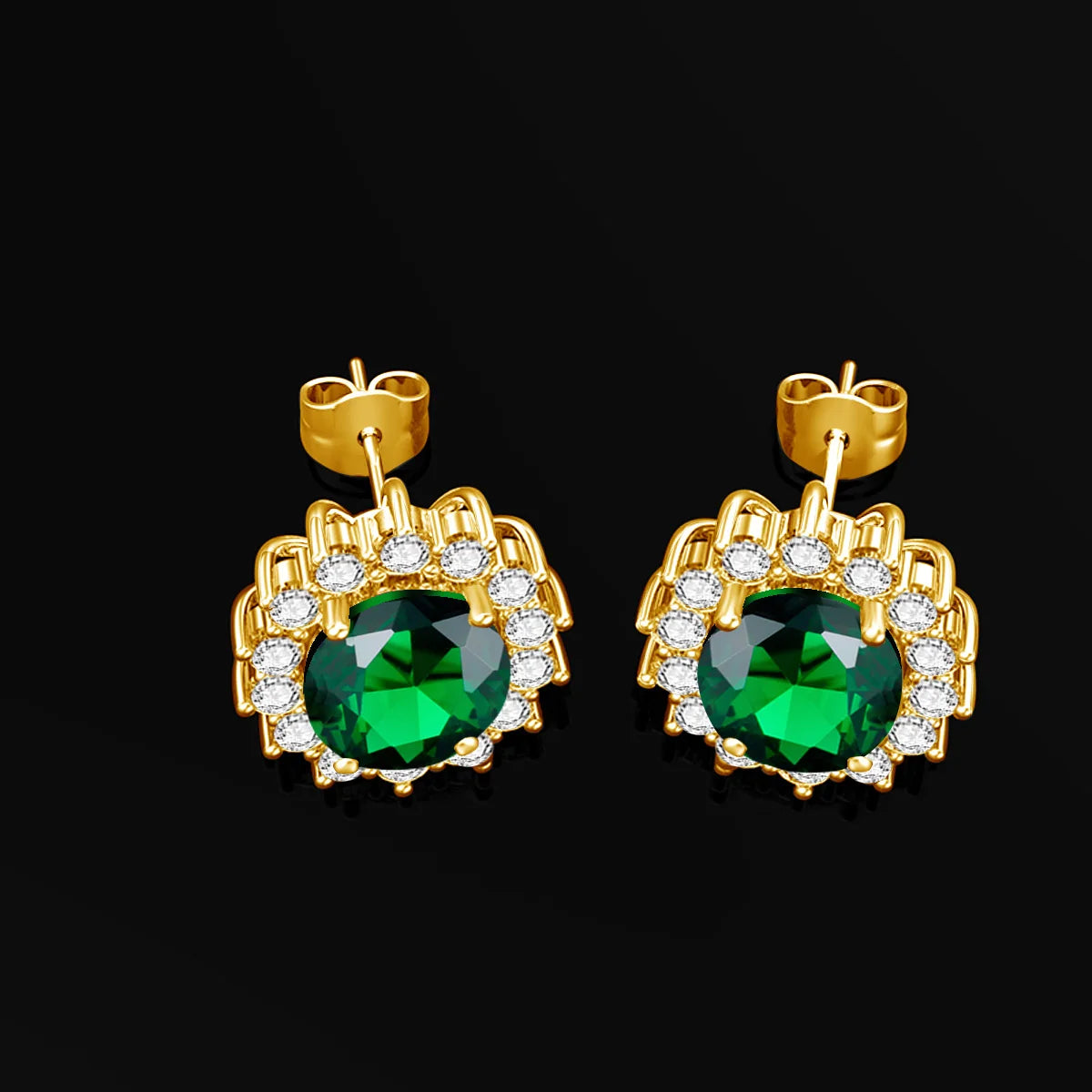 ArtistA Luxury 925 Silver Exquisite Zircon Emeralds Jewelry Set Bridal Wedding Fine Gold Plated Silver Jewelry Set