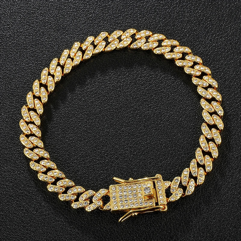 BiG-BOSS Hip Hop 9mm Diamond Cuban Chain Necklace for Men and Women Full Diamond with Zinc Alloy Fashion Charm for Bracelet by Stock