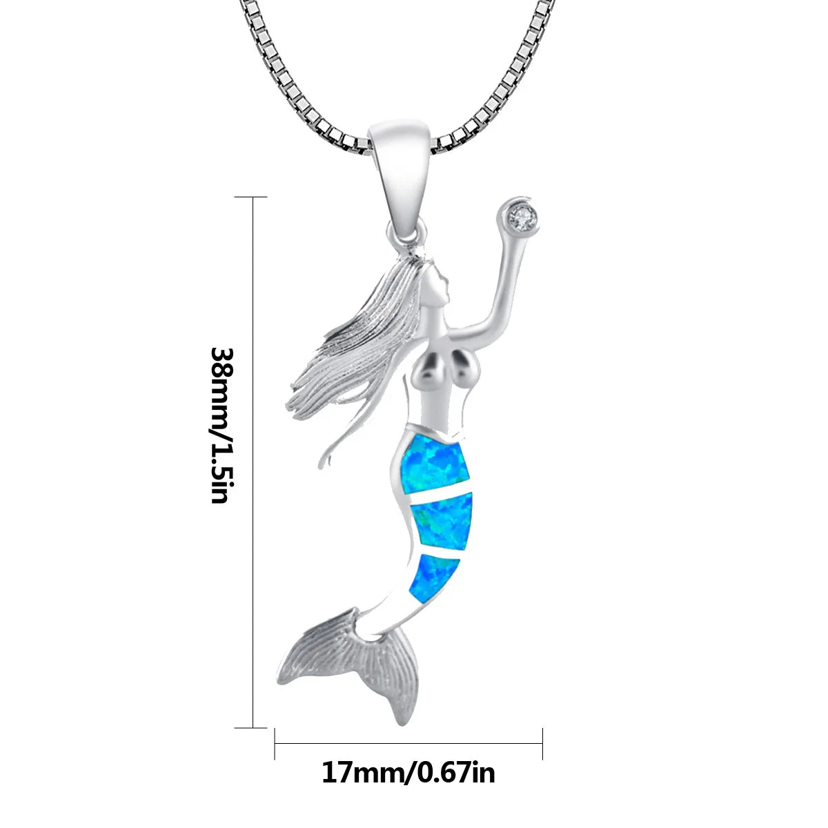 Elegant Ins-Inspired Mermaid Tears Opal Necklace | Blue Ocean Aura Statement Sweater Chain