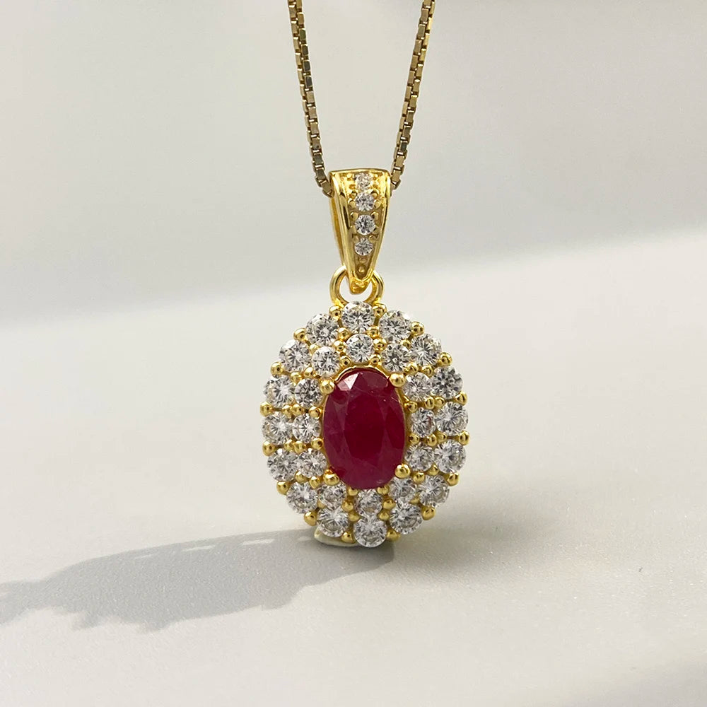 Gioiellieri Heart Ruby Pendant with Natural Red Gemstone for Women 925 Sterling Silver July Birthstone Fine Jewelry Romantic Anniversary
