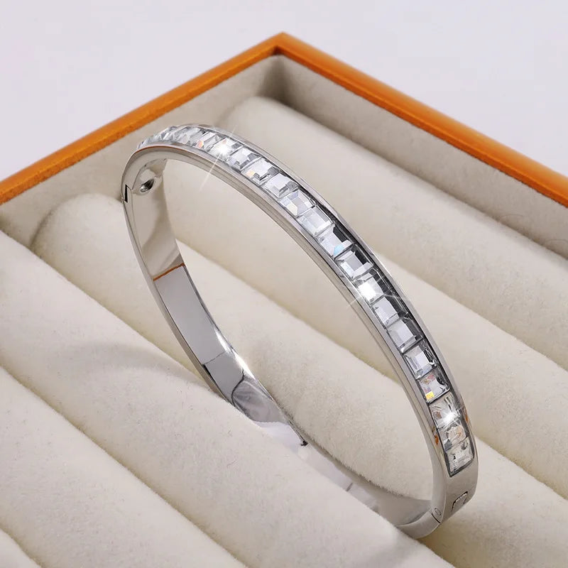 REBEL Stainless Inoxydable Stainless Steel 18K Gold Plated Roman Women Fashion Jewelry Bracelets Bangles