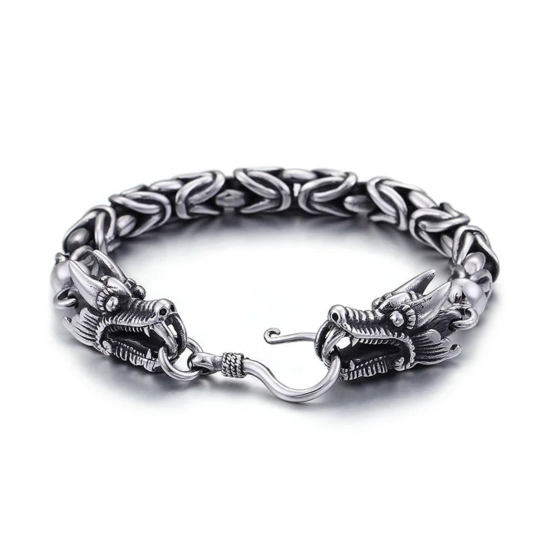 KALEN Vintage Bracelet Dragon Men Byzantine Chain Bracelets Bangles Stainless Steel