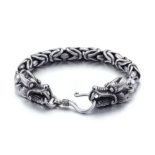 KALEN Vintage Bracelet Dragon Men Byzantine Chain Bracelets Bangles Stainless Steel