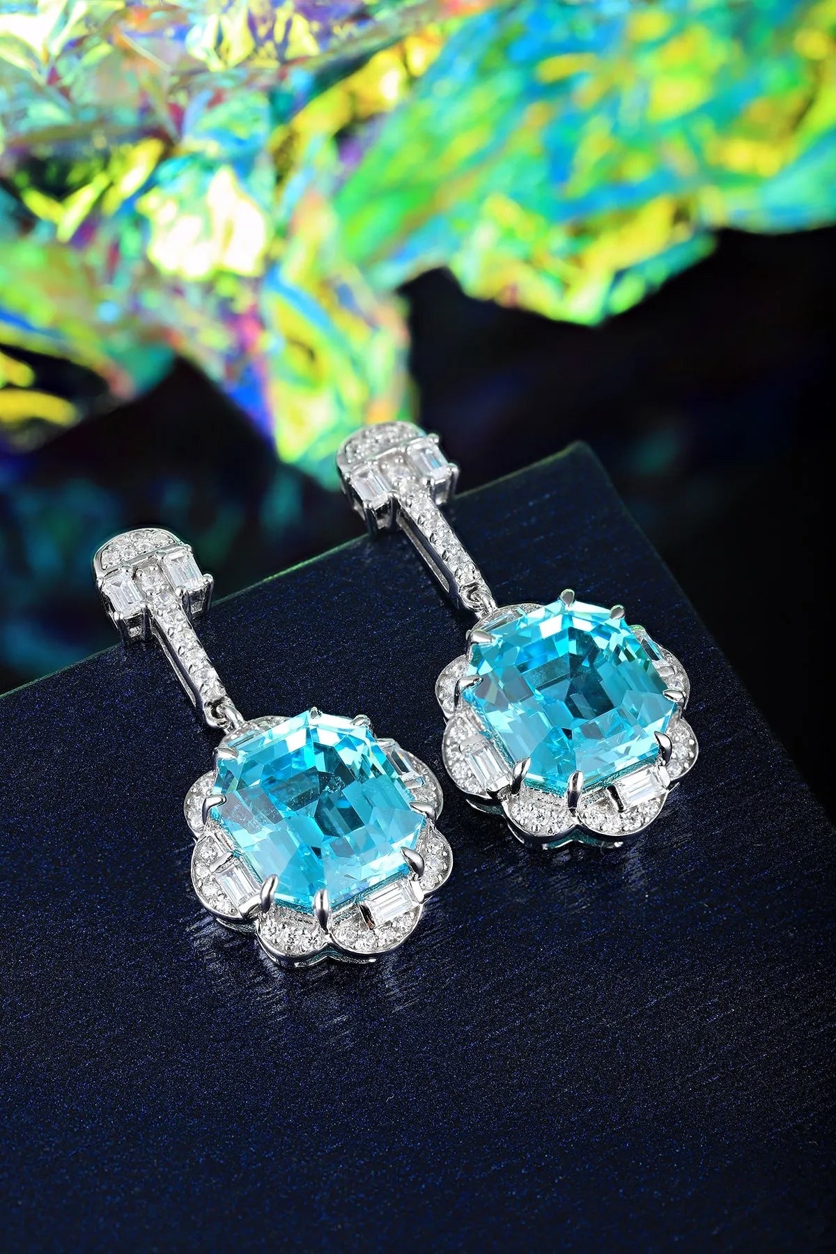 Gemfiori Anster High Quality S925 Lab Grown Paraiba Earring Stud Dainty Gemstone Stud Earrings for Women Daily Wear Gift