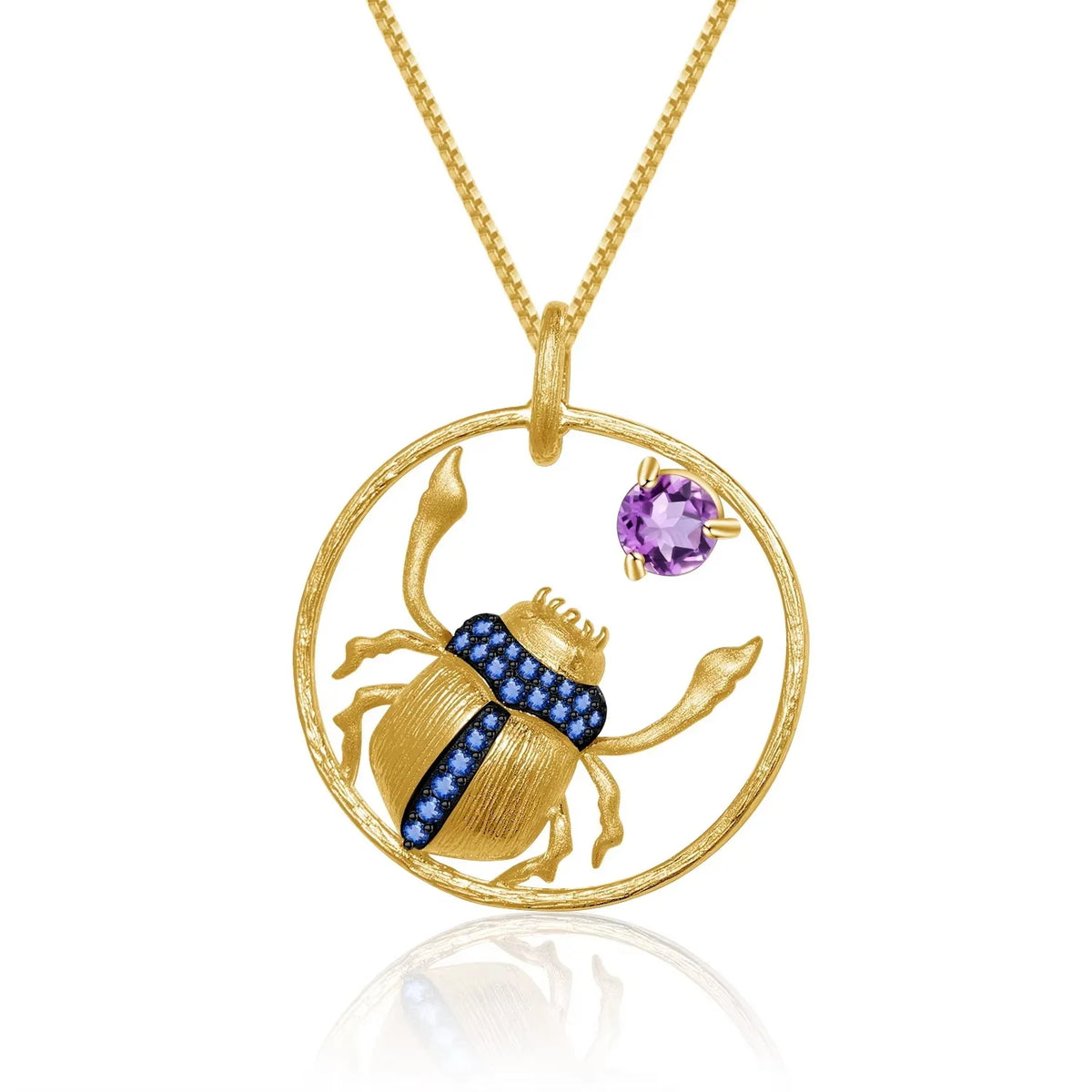 ArtistA Abiding Multiple-Style Available 925 Sterling Silver Gold Plated Filigree Craftsmanship Natural Amethyst Pendant Choker Necklace
