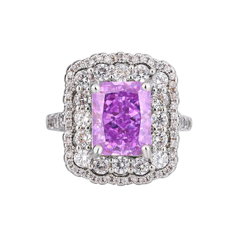 Gemfiori Light Luxury Temperament Design Sense Jewelry Inlaid with Cubic Sugar Zircon Pendant Ring and Earring Set