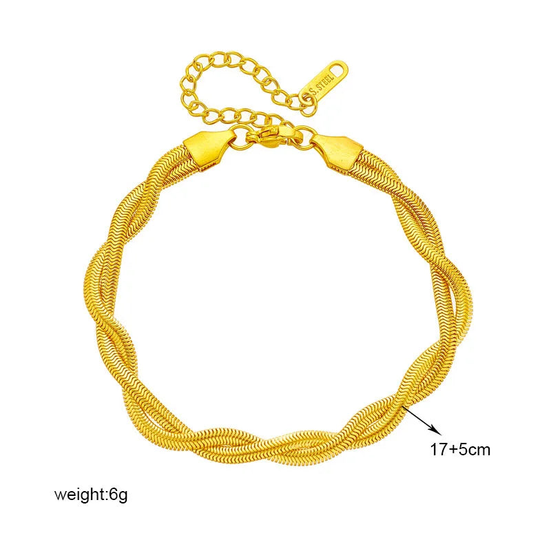 Gold Twist Chain Necklace & Bracelet Jewellery Set | Textured Luxury Fashion Set