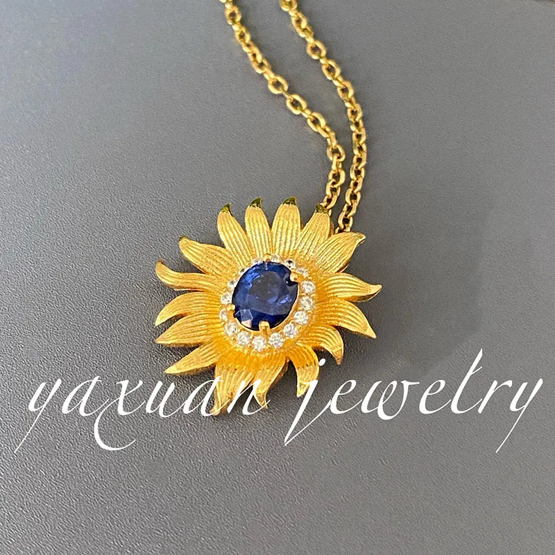 Gioiellieri New Design Rose Gold Plated Natural Fancy Colored Sapphire Fashion 925 Sterling Silver Fine Jewelry Engagement Pendant Necklace