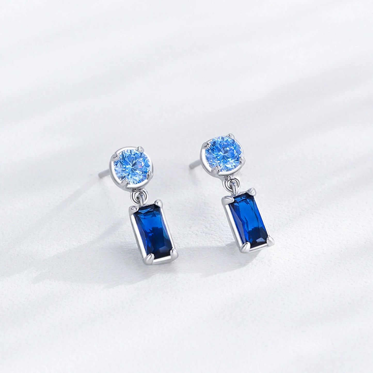 Ailmay 925 Sterling Silver Blue Series Zircon Jewelry Set for Women Wedding Engagement Jewelry