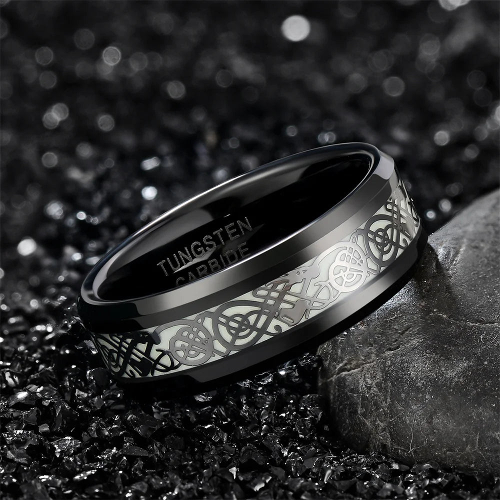 NEWLiFE REBEL Focus Wave 8mm Dragon Ring in Tungsten