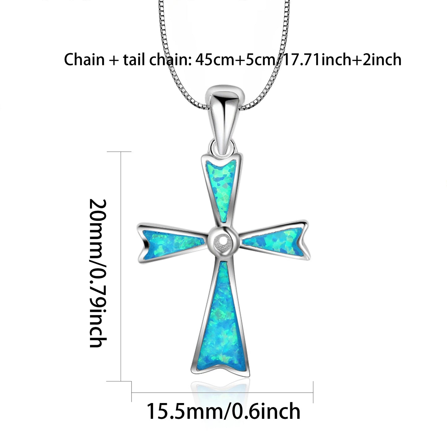 Cross MotifTheme Fish Hook Necklace Aobao Opal Inlaid Starfish Detail Fashion Jewelry