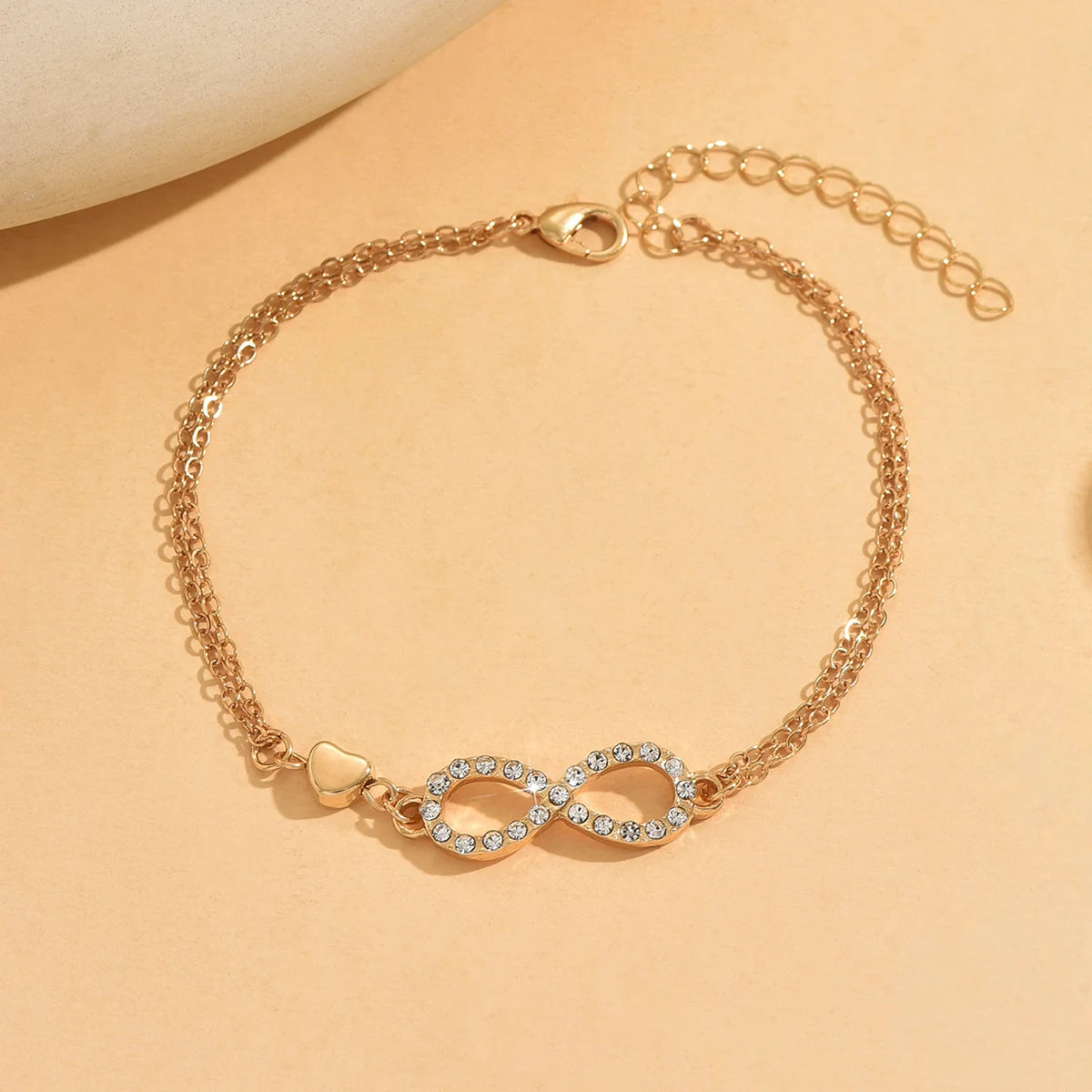 Wholesale Zircon Infinity Symbol Zinc Alloy Anklet Chain Anklet Gold Plated Jewelry for Women Summer Holiday