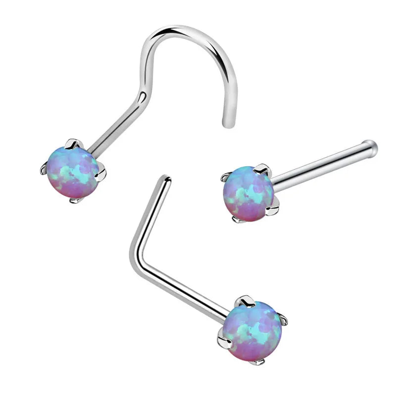 S&S Opal Star Segment Nose Ring Set | Stainless Steel Septum Piercing