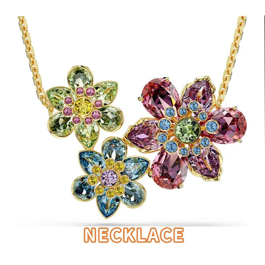 XOTICA Austria Multicolored Series High-Quality Flower-Shaped Crystal Jewelry Set, Jewelry