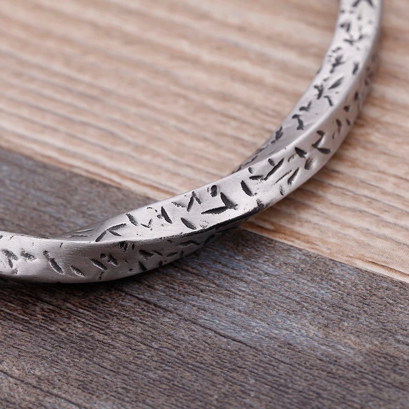KALEN Silver Stainless Steel Opening Cuff Men Charm Twisted Fashion Bangle
