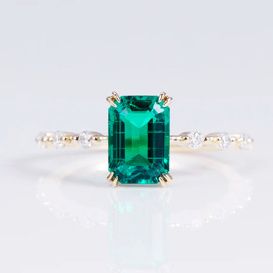 MSR-551 18k Gold Custom Women Jewelry Luxy Emerald Cut Lab Grown Gemstone Ring