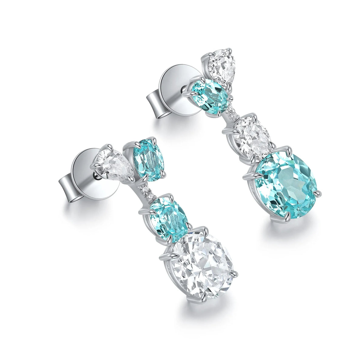 Gemfiori Anster High Quality S925 Lab Grown Paraiba Earring Stud Dainty Gemstone Stud Earrings for Women Daily Wear Gift