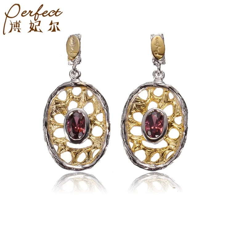Italian Style Oval Design 925 Sterling Silver Clip Earrings with Gold Plated