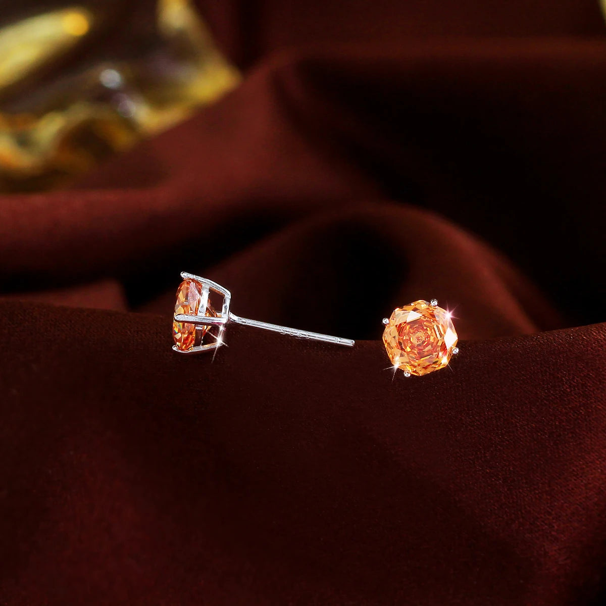 S&S 925 Silver Rhodium Plated Rose Flower Cut Zircon Stud Earrings – Collection