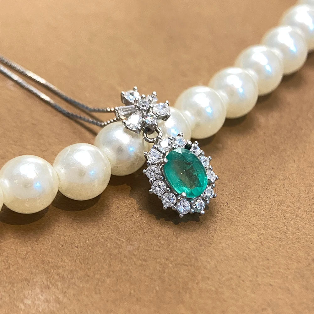 Gioiellieri Natural Green Emerald Jewelry for Women with 925 Sterling Silver Pendant May Birthstone Fine Jewelry Wedding Anniversary Choice