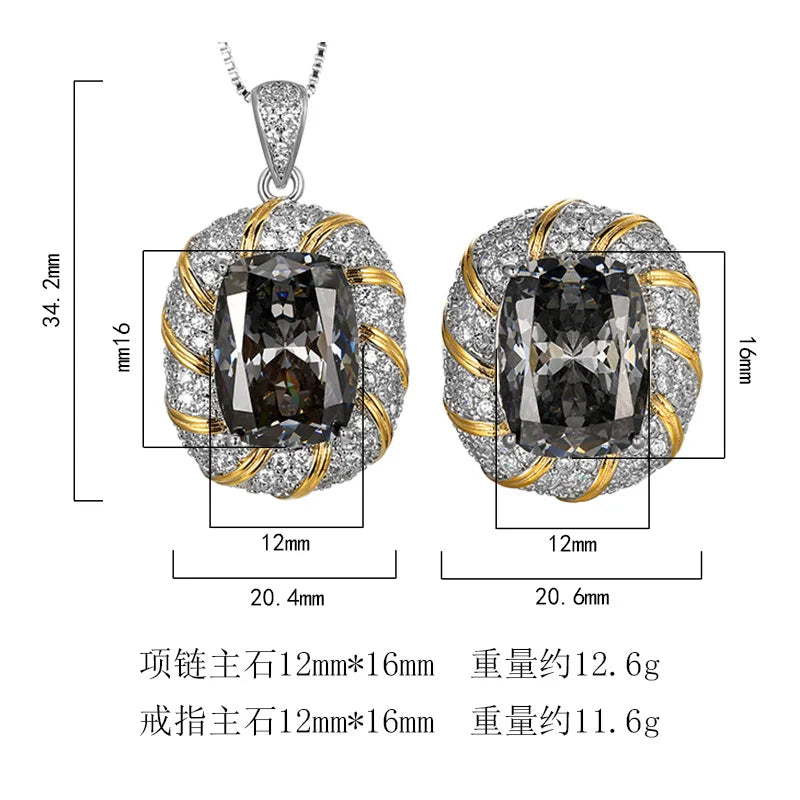 REDheart Brass Inlaid Zircon Plating Two-Color Trendy Bird's Nest Cut Black Gray Temperament Women's Jewelry Set for Party