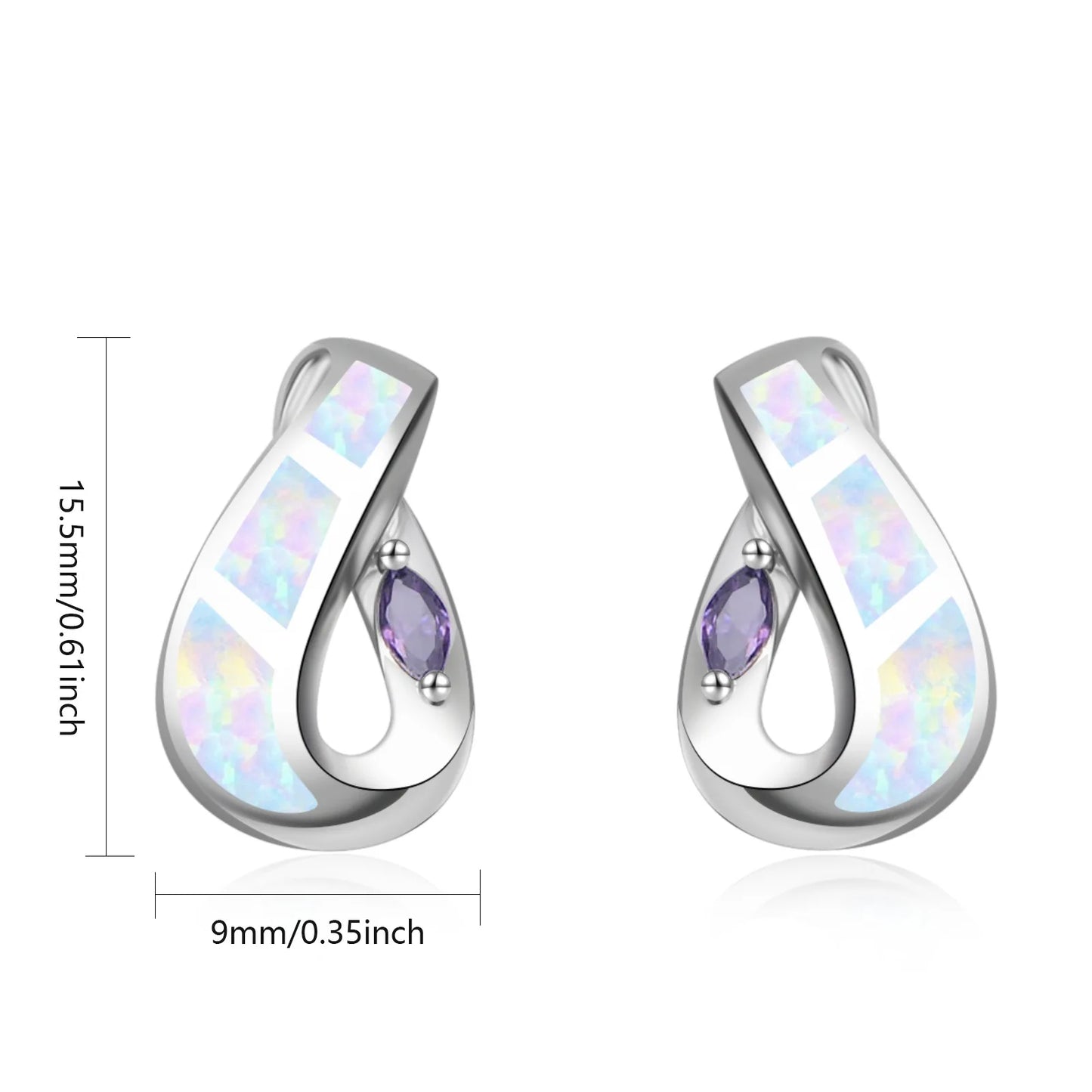 TikTok Ins Viral Hawaiian Ocean Style Blue Opal Infinity Hoop Studs Opal Jewelry