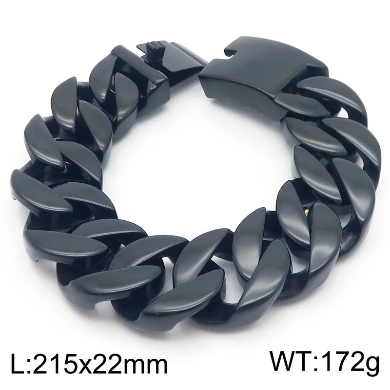 KALEN Hiphop Fine Jewelry Fashion Bracelets Men Stainless Steel 26mm Cuban Links Bracelet Bangle
